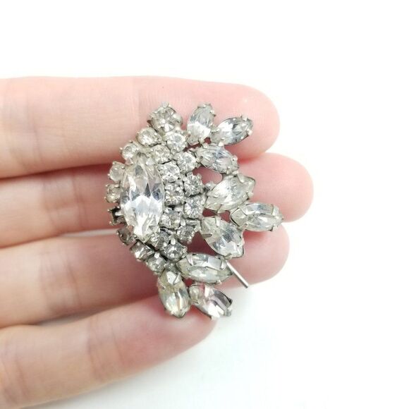 Vintage Rhinestone Cluster Button, Siver Tone, Retro Sparkle, Estate - Picture 1 of 5